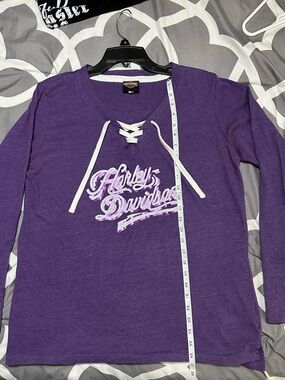 Harley-Davidson Purple Lace-Up Long Sleeve Tee with White Script